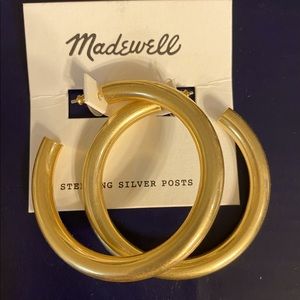 Chunky gold hoop earrings with sterling silver posts. Brand new. Never worn.